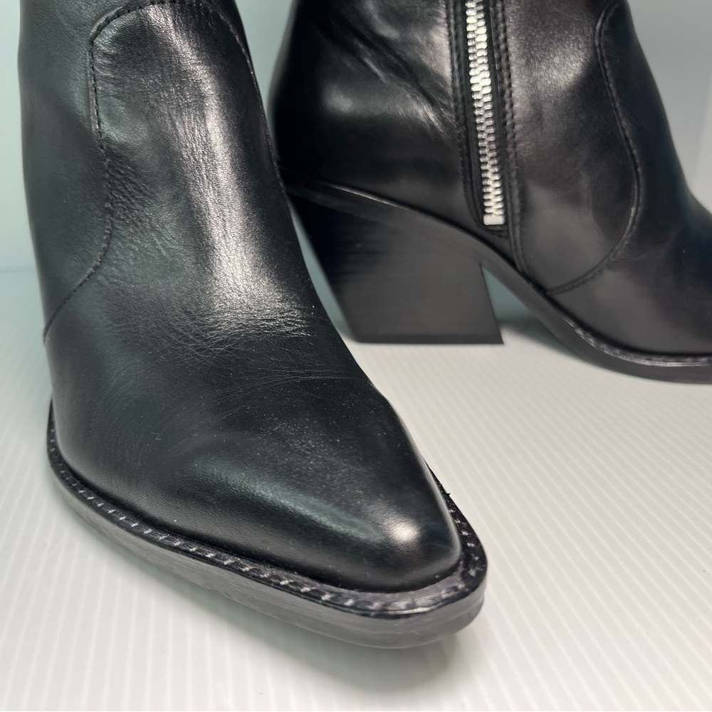 Dolce Vita  Volli Genuine Smooth Leather Ankle Western Boots - Black - Picture 6 of 14